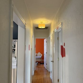 Hastings Painting & Decorating - Before color drench red walls . Black doors - Painters Near Me - Evanston, Illinois Hastings Painting & Decorating - Before color drench red walls . Black doors - Painters Near Me - Evanston, Illinois