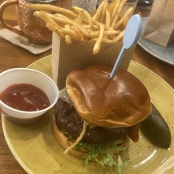 Deck. - Burger with tomato jam and shoestring fries - Hawaiian Near Me - Honolulu, Hawaii