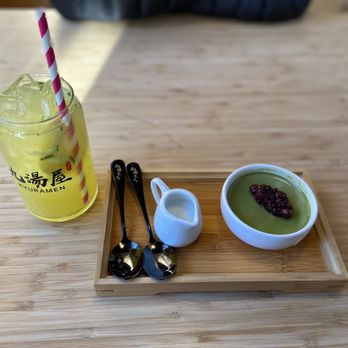 Kyuramen - Flushing - Matcha Pudding with Red Bean, Amazing Lemonade - Ramen Near Me - Flushing, New York