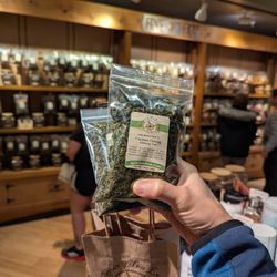 The Spice & Tea Exchange - Coconut Oolong Tea. 1.6 ounces for $17.29. Pictured here are two bags. The Spice & Tea Exchange at Disney Springs.