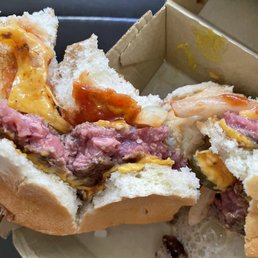 Completely raw Quarter Pounder with Cheese Completely raw Quarter Pounder with Cheese
