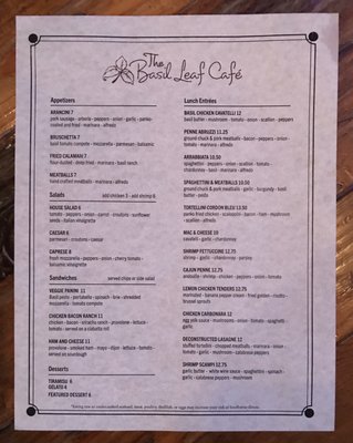 Menu photo 4 The Basil Leaf Cafe Lawrence, KS
