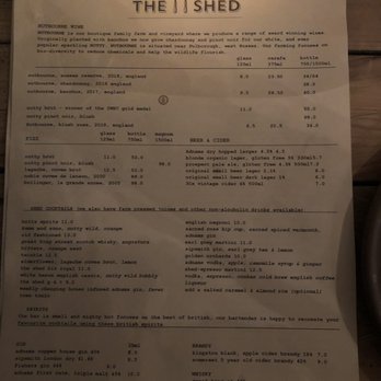 The Shed - Drink menu - British Near Me - London, XGL The Shed - Drink menu - British Near Me - London, XGL