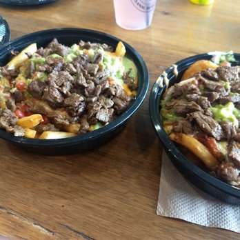 Brick and Flour - On the left is the regular carne asada fries on the right is the beer batter again the only difference is the thickness of the fries - Mexican Near Me - Glendale, California Brick and Flour - On the left is the regular carne asada fries on the right is the beer batter again the only difference is the thickness of the fries - Mexican Near Me - Glendale, California