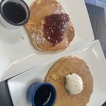 Cups Cafe - PB& J pancake and the seasonal pancake...carrot cake pancake - Breakfast & Brunch Near Me - Palm Desert, California