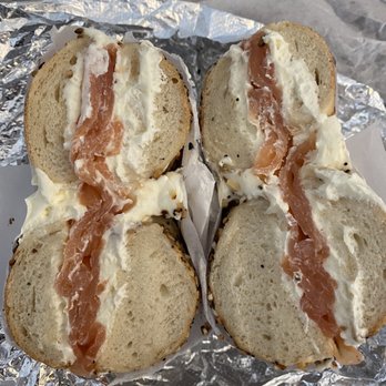 Kossar's Bagels & Bialys - Everything bagel with lox and cream cheese - lox was just ok but bagel was great - Bagels Near Me - New York, New York Kossar's Bagels & Bialys - Everything bagel with lox and cream cheese - lox was just ok but bagel was great - Bagels Near Me - New York, New York
