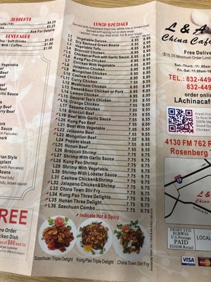 Menu photo 2 L&A China Cafe Rosenberg, TX