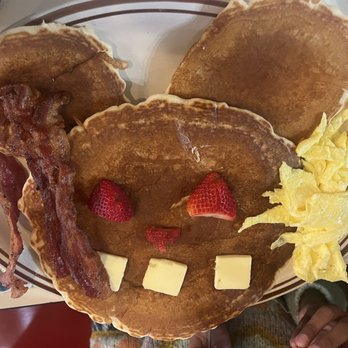 Crazy Otto's Diner - Stack of 3 Pancakes with Meat and Eggs - Diners Near Me - Lancaster, California