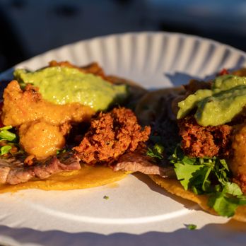 Taqueria Ramirez - Cecina taco with longaniza on top and the works with sauces - Mexican Near Me - Brooklyn, New York Taqueria Ramirez - Cecina taco with longaniza on top and the works with sauces - Mexican Near Me - Brooklyn, New York