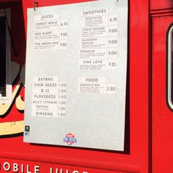 So Fresh Mobile Juice Bar - menu