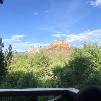 Hideaway House - Outside deck view - Pizza Near Me - Sedona, Arizona Hideaway House - Outside deck view - Pizza Near Me - Sedona, Arizona