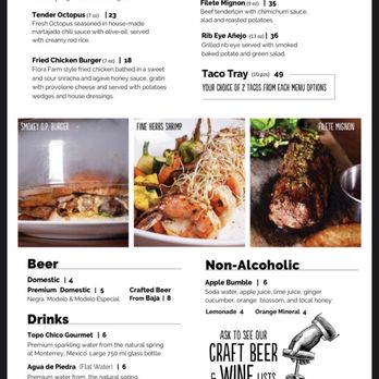 Outpost - Dinner menu - no tacos after 6 pm - Mexican Near Me - Cabo San Lucas, BCS