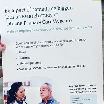 Lifeline Primary Care - Join a researchstudy and get paid for your time! - Medical Centers Near Me - Lilburn, Georgia Lifeline Primary Care - Join a researchstudy and get paid for your time! - Medical Centers Near Me - Lilburn, Georgia