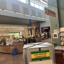 Dallas Public Library - Timberglen - The front desk area, books, Copy/Scannner and Fax Machine