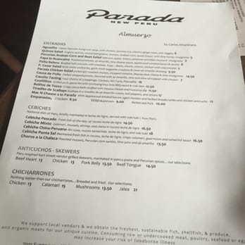 Parada - Menu - 1 of 3 - Peruvian Near Me - Walnut Creek, California Parada - Menu - 1 of 3 - Peruvian Near Me - Walnut Creek, California