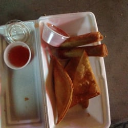 Blazin Asian Munchies - Egg rolls and crab raagoon.