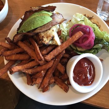 Sweet Grass Grill - Chicken burger with sweet potato fries - New American Near Me - Tarrytown, New York Sweet Grass Grill - Chicken burger with sweet potato fries - New American Near Me - Tarrytown, New York