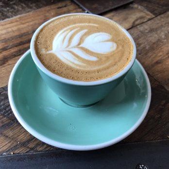 Better Buzz Coffee Encinitas - Flat white in a nice green cup - Coffee & Tea Near Me - Encinitas, California