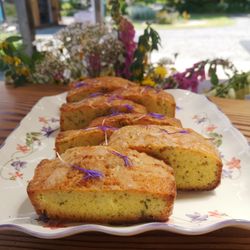 Green Dream Café - Lemon Verbena Cake made with our freshly harvested lemon verbena leaves