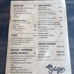 Rue Saigon - Menu