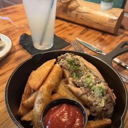 Yummy Philly Cheesesteak and crispy French Fries and Lemonade Yummy Philly Cheesesteak and crispy French Fries and Lemonade