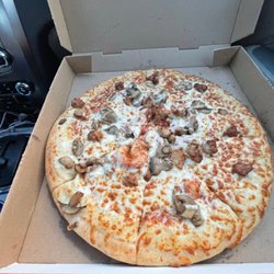Little Caesars - This is a partial mushroom and sausage pizza that was suppose to be a mushroom, sausage and extra cheese pizza!