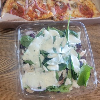 Blaze Pizza - Take two: half meat lovers and self made salad - Pizza Near Me - Indianapolis, Indiana Blaze Pizza - Take two: half meat lovers and self made salad - Pizza Near Me - Indianapolis, Indiana