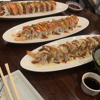 Hana Sushi #6 - Golden Hana Roll, Ichiban Roll and Amber Roll Garlic Edamame We also got the Mixed Tempura (not pictured) - Sushi Bars Near Me - Temecula, California Hana Sushi #6 - Golden Hana Roll, Ichiban Roll and Amber Roll Garlic Edamame We also got the Mixed Tempura (not pictured) - Sushi Bars Near Me - Temecula, California