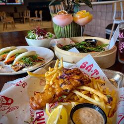 LadyBird Beer Garden - Pork belly bao buns, fish and chips, watermelon salad, shishito peppers, frozen daquiries!