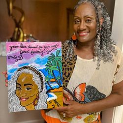 Paint Wine And Dine - A picture of Me, with a Scripture and a Water Scenery...