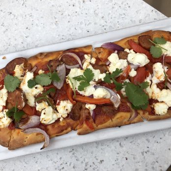 Ballast Point Brewing Long Beach - BBQ chicken sausage flatbread: goat cheese with bbq is a weird combo - Breweries Near Me - Long Beach, California