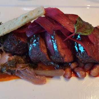 Salt - Chef's Adventure 5.24.14: Third Course- Grilled Venison Loin / Braised Kale / Calypso Beans - New American Near Me - Amelia Island, Florida