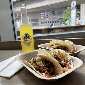 TAKO - Variety of tacos and a pineapple jarritos - Korean Near Me - Vancouver, British Columbia TAKO - Variety of tacos and a pineapple jarritos - Korean Near Me - Vancouver, British Columbia