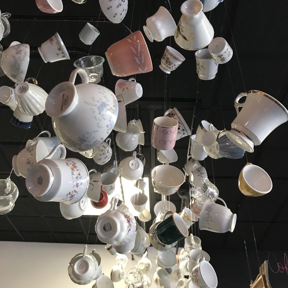 First Sip Cafe - Hanging tea cups - Coffee & Tea Near Me - Chicago, Illinois First Sip Cafe - Hanging tea cups - Coffee & Tea Near Me - Chicago, Illinois
