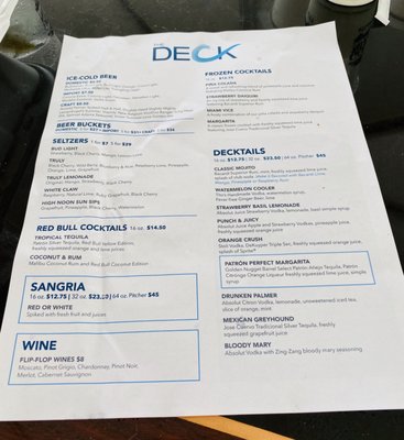 Menu photo 1 The Deck Bayfront Bar & Restaurant Atlantic City, NJ Menu photo 1 The Deck Bayfront Bar & Restaurant Atlantic City, NJ