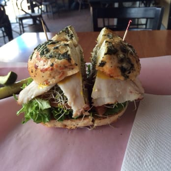The Posh Bagel - Posh Deli with Turkey and Spinach Asiago Bagel. I asked for no mustard and pepperoncini and they gave me both :( - Bagels Near Me - Davis, California