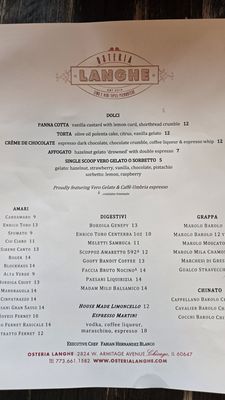 Menu photo 2 Osteria Langhe Chicago, IL Menu photo 2 Osteria Langhe Chicago, IL