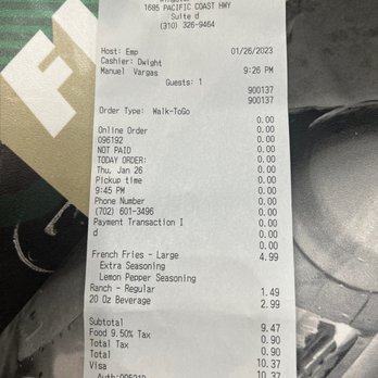 Wingstop - Order at 9:26 and it's now 9:52 and still no fries - Chicken Wings Near Me - Harbor City, California