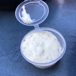 Junkanoo Below Deck - Tarter sauce. Great idea cover was attached. No flying in the wind