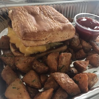 Jetty Bar & Grille - Breakfast croissant  sandwich and taters! - Seafood Near Me - Everett, Washington