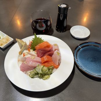 Little Lilly Sushi Too - Chirashi selection with delightful Pinot wine accompaniment. - Sushi Bars Near Me - Keller, Texas