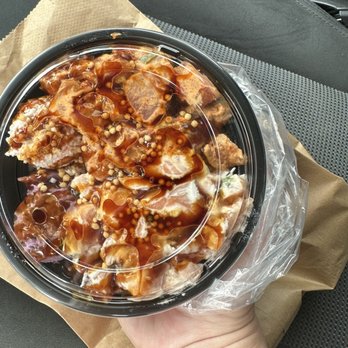 Poke Market - Shiitake, salmon, and spicy ahi, unagi sauce, sweet potato and crab salad - Poke Near Me - Hilo, Hawaii