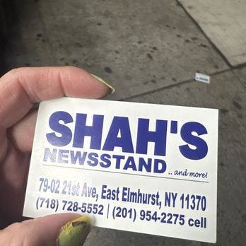 Shah's Newsstand - The card with number to reach owner which I sent photos from cash app why his 3 payments were being held . - Tobacco Shops Near Me - Queens, New York Shah's Newsstand - The card with number to reach owner which I sent photos from cash app why his 3 payments were being held . - Tobacco Shops Near Me - Queens, New York