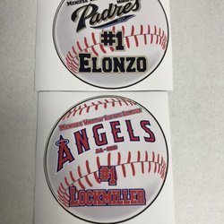 These are some of the car stickers that we made for 2 local baseball teams here in Murrieta Valley.