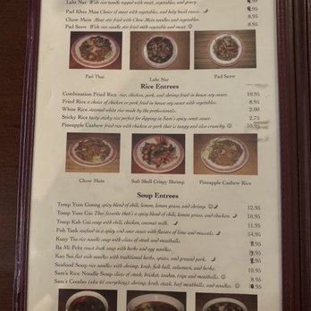 Sam Cafe - Menu as of June 2020 (noodles, rice and soups) - Thai Near Me - Merced, California