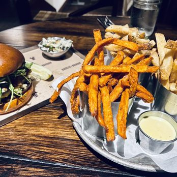 Burgers and Bourbon - Lux burger and fries trio - Burgers Near Me - Park City, Utah