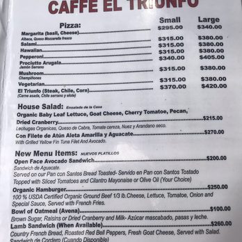 Caffe El Triunfo - Menu - Pizza Near Me - El Triunfo, BCS