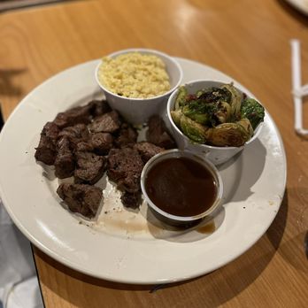 The Palms Grill & Bar - Steak tips with Brussel sprouts and grits - Bars Near Me - Newberry, South Carolina The Palms Grill & Bar - Steak tips with Brussel sprouts and grits - Bars Near Me - Newberry, South Carolina