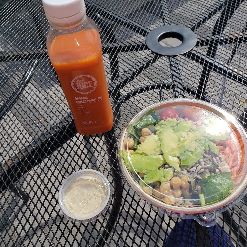 Raw Jūce - Park Place - Mediterranean Fusion Bowl and Ginger Carotene juce - Juice Bars & Smoothies Near Me - Boca Raton, Florida Raw Jūce - Park Place - Mediterranean Fusion Bowl and Ginger Carotene juce - Juice Bars & Smoothies Near Me - Boca Raton, Florida