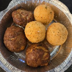 Arancini and meatballs
